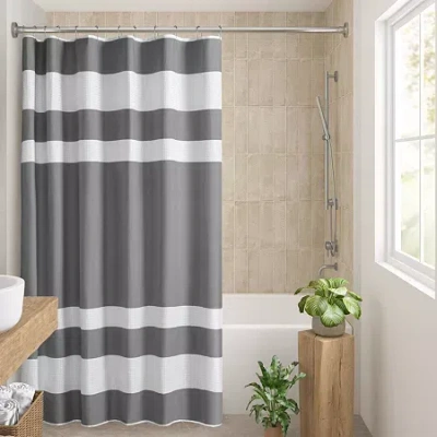 Madison Park Spa Waffle With 3m Treatment Shower Curtain In Black