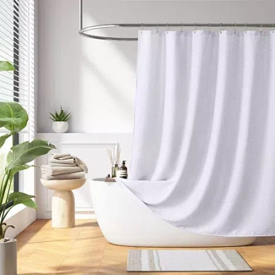 Madison Park Arbor Waffle Shower Curtain In White