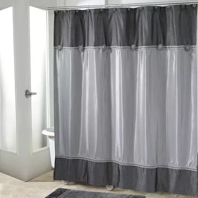 Avanti Braided Medallion Shower Curtain In Gray