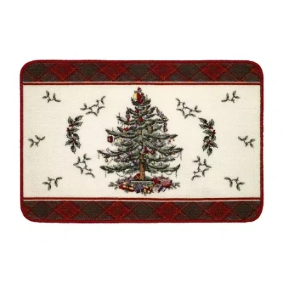 Spode Christmas Tree Tartan Bath Rug In Sand