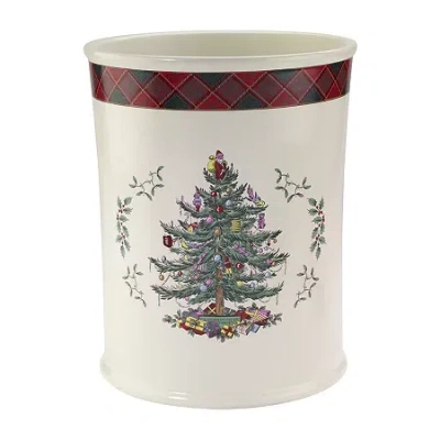 Spode Christmas Tree Tartan Trash Can In Sand