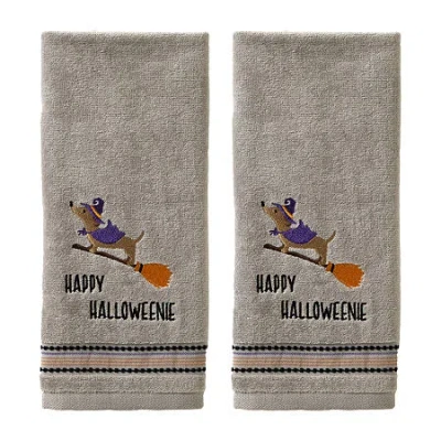 Saturday Knight Happy Halloweenie 2-pc. Hand Towel In Gray
