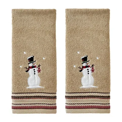 Saturday Knight Rustic Plaid Snowman 2-pc. Hand Towel In Sand