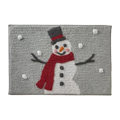 Saturday Knight Whistler Snowman Bath Rug In Gray