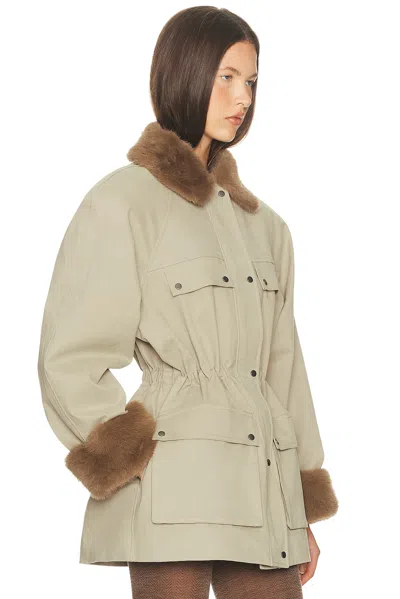 Helsa The Balmoral Jacket With Faux Fur Trim In Brown