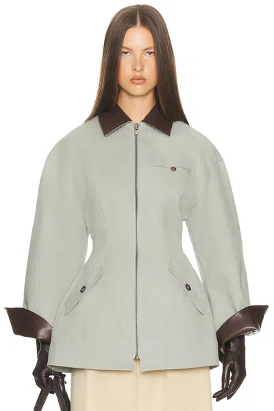 Helsa The Lady Hunting Jacket With Faux Leather Collar In Gray