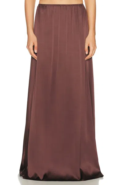 Helsa The Silk Charmeuse Maxi Skirt In Brown