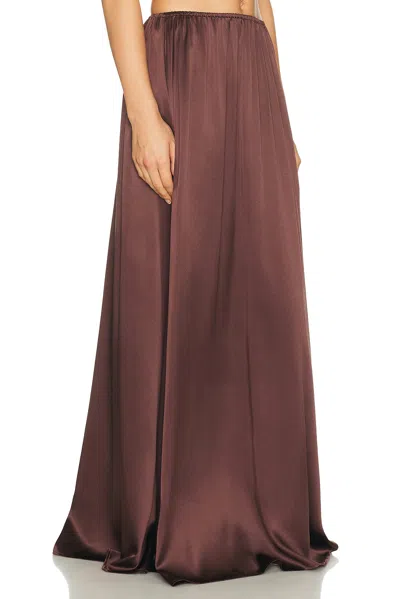 Helsa The Silk Charmeuse Maxi Skirt In Brown