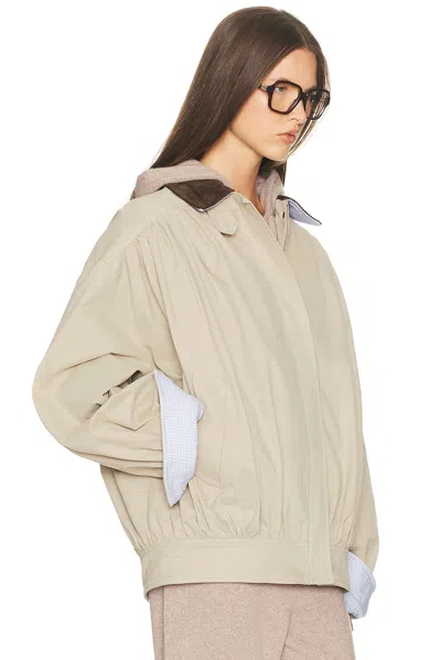 Helsa The Shirred Bomber Jacket With Corduroy Collar In Brown