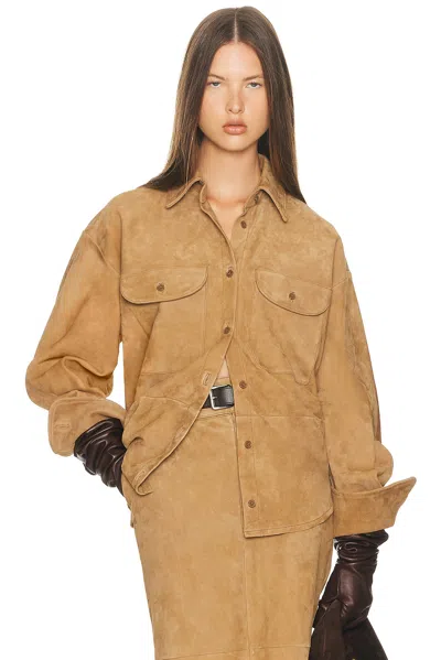 Helsa Suede Overshirt In Brown
