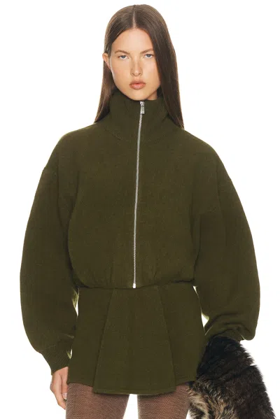 Helsa Josefine Knit Oversized Bomber In Green