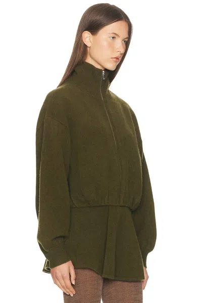 Helsa Josefine Knit Oversized Bomber In Green