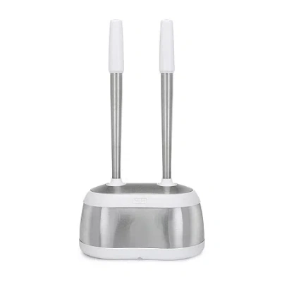 Polder Dual Bath Caddy Combo Plunger & Toilet Bowl Brush In White