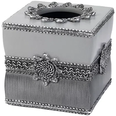 Avanti Braided Medallion Tissue Cover In Gray