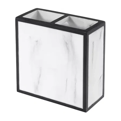 Avanti Jasper Framed Marble-look Resin Toothbrush Holder In White