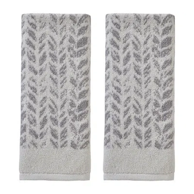 Saturday Knight Distressed Leaves 2-pc. Hand Towel In Gray