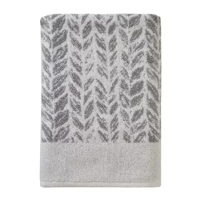 Saturday Knight Distressed Leaves Floral Bath Towel In Gray