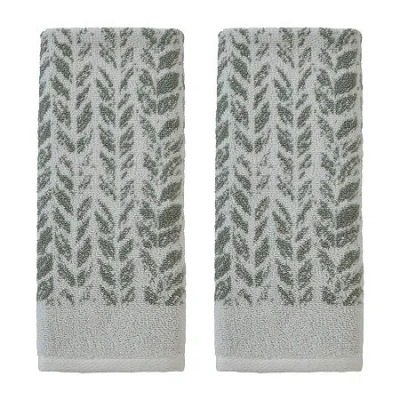 Saturday Knight Distressed Leaves 2-pc. Hand Towel In Green