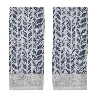 Saturday Knight Distressed Leaves 2-pc. Hand Towel In Blue