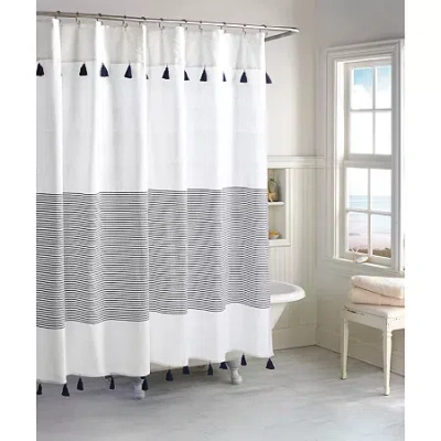 Chf Panama Stripe Shower Curtain In Blue