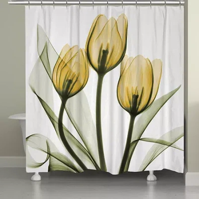 Laural Home Golden X-ray Tulips Shower Curtain In Yellow