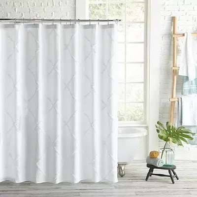 Chf Lattice Shower Curtain In White