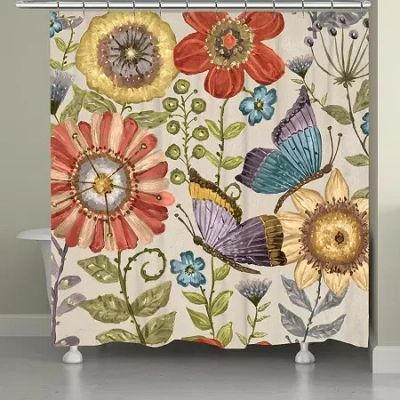 Laural Home Boho Butterfly Shower Curtain In Red