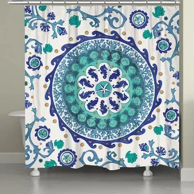 Laural Home Coastal Medallion Shower Curtain In Blue