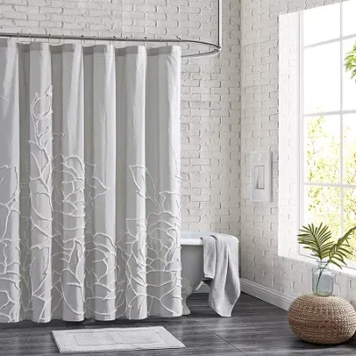 Chf Chenille Rose Shower Curtain In Gray