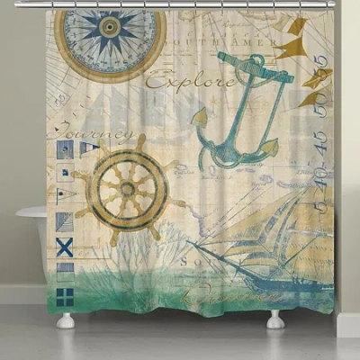 Laural Home Mariner Sentiment Shower Curtain In Brown