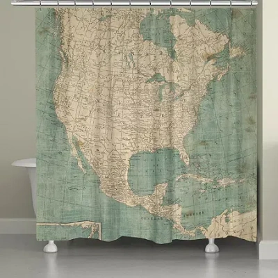 Laural Home North America Map Shower Curtain In Blue
