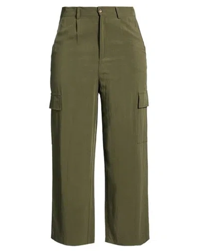 White Wise Woman Pants Military Green Size 8 Viscose, Linen In Green