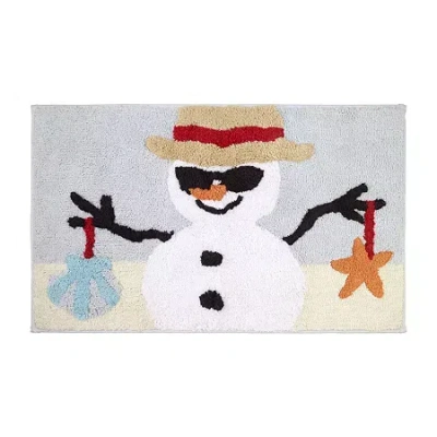 Avanti Beach Snowman Bath Rug In Blue