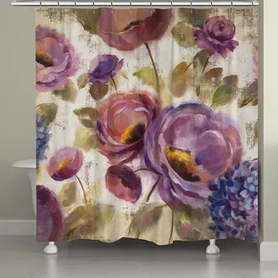 Laural Home Purple Floral Garden Shower Curtain In Purple