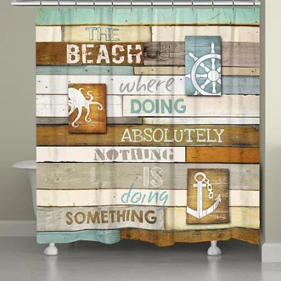 Laural Home Beach Mantra Shower Curtain In Blue