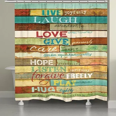 Laural Home Live Laugh Love Shower Curtain In Blue