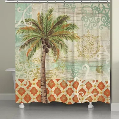 Laural Home Spice Palm Shower Curtain In Green