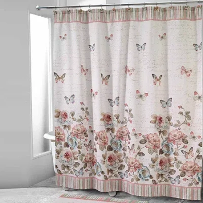 Avanti Butterfly Garden Shower Curtain In White