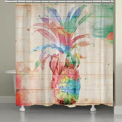Laural Home Colorful Pineapple Shower Curtain In Pink