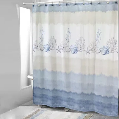 Avanti Abstract Coastal Shower Curtain In Blue
