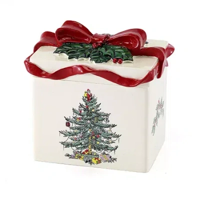 Avanti Spode Christmas Tree Hand Painted Bathroom Canister In Red