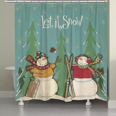 Laural Home Let It Snow Shower Curtain In Blue