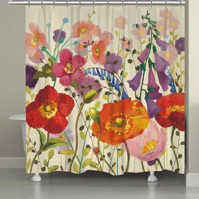 Laural Home Couleur Printemps Shower Curtain In Pink