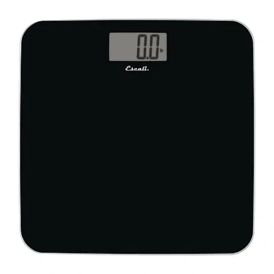 Escali Black Square Glass Digital Display Bathroom Scale In Black