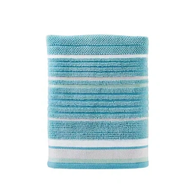 Saturday Knight Neutral Nuances Seabrook Stripe Bath Towel In Blue