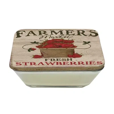 Courtside Market Farmers Market Strawberries 3-in-1 20oz Soy Wax With Decorative Art Lid Scented Jar Candle In Brown