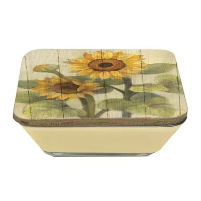 Courtside Market Summer Sunflowers 3-in-1 20oz Soy Wax With Decorative Art Lid Scented Jar Candle In Yellow