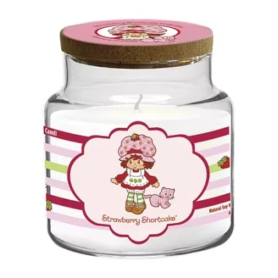 Courtside Market Strawberry Shortcake 18 oz Striped Scented Jar Candle In Pink