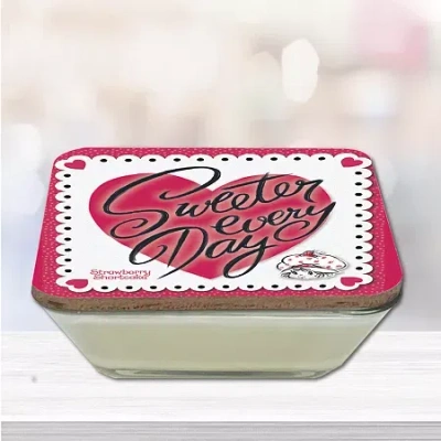 Courtside Market Strawberry Shortcake 20 oz Sweeter Candy Dish Scented Jar Candle In Pink