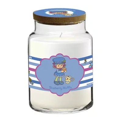 Courtside Market Strawberry Shortcake 26 oz Blueberry Muffin Striped Scented Jar Candle In Blue